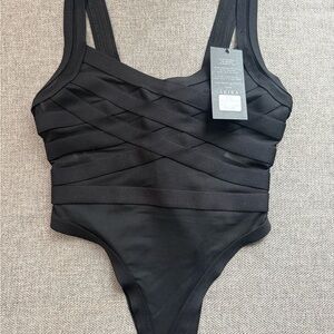 AKIRA Black Strappy Bodysuit